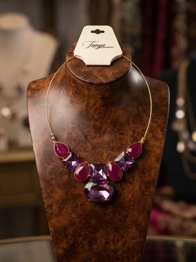 Set Purple & Fuchsia Gemstone Collar Necklace